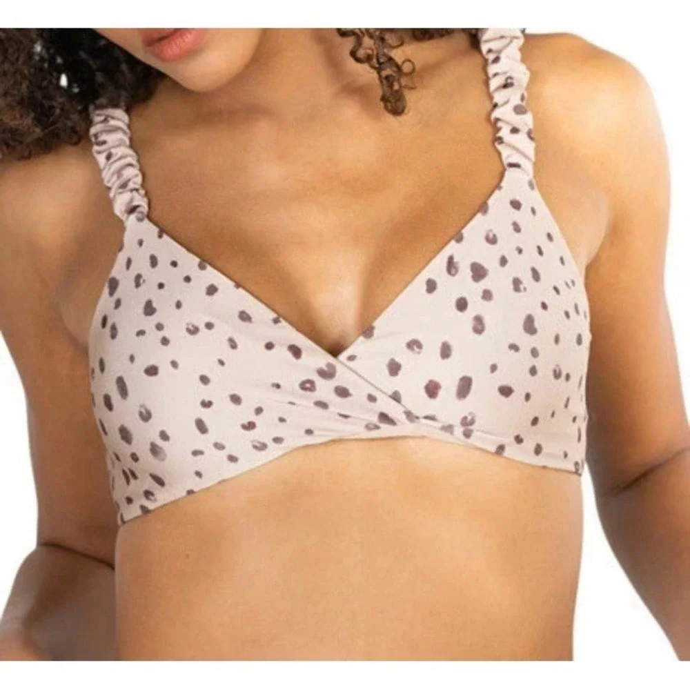 Revel Rey Binki Spencer Top Brown Animal Cheetah Print Underwire S Scrunch Strap